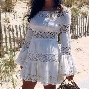 Free People Pippa Gauze Dress w/ Bell-sleeves